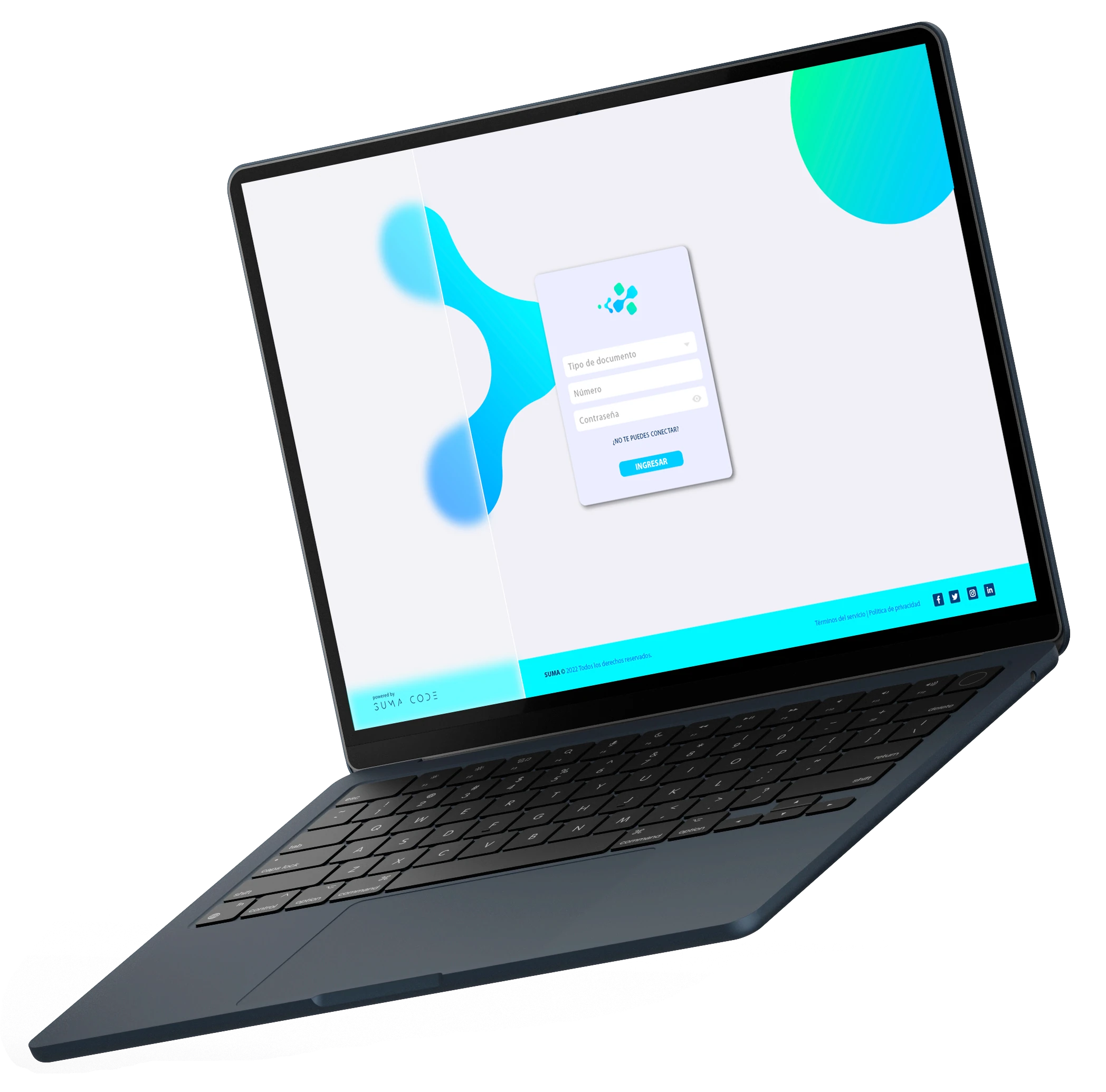 Vista del producto SUMA en un laptop